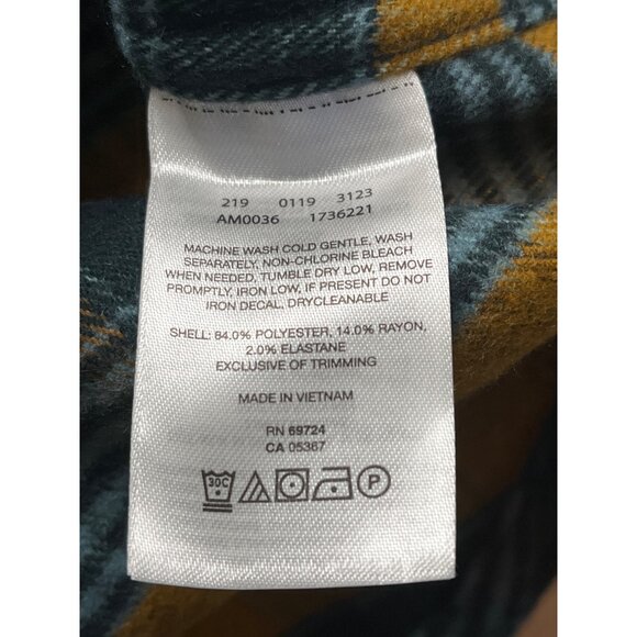 Columbia Mens Yellow Blue Plaid Cotton Button-Up Flannel Shirt Regular Fit M - Picture 7 of 8